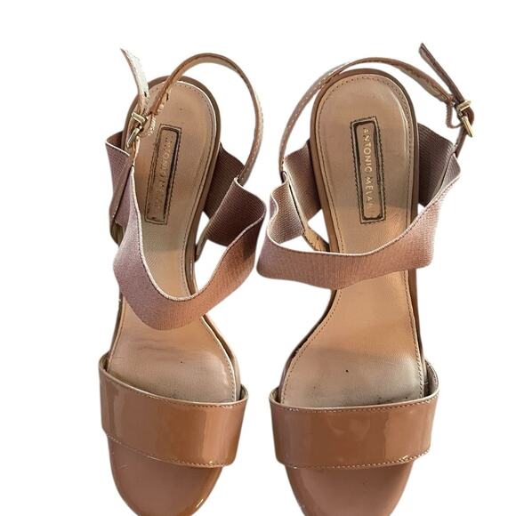 Antonio Melani Tan Slingback Heels Women’s 8.5 Leather Pointed Toe Career EUC - Picture 6 of 12